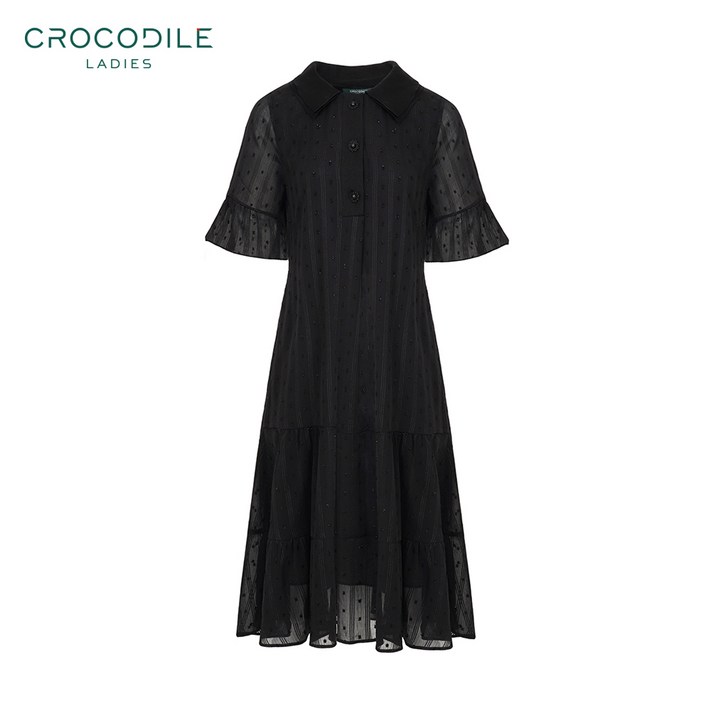 크로커다일레이디 소매 포인트 쉬폰 롱 원피스CLCMOP102
