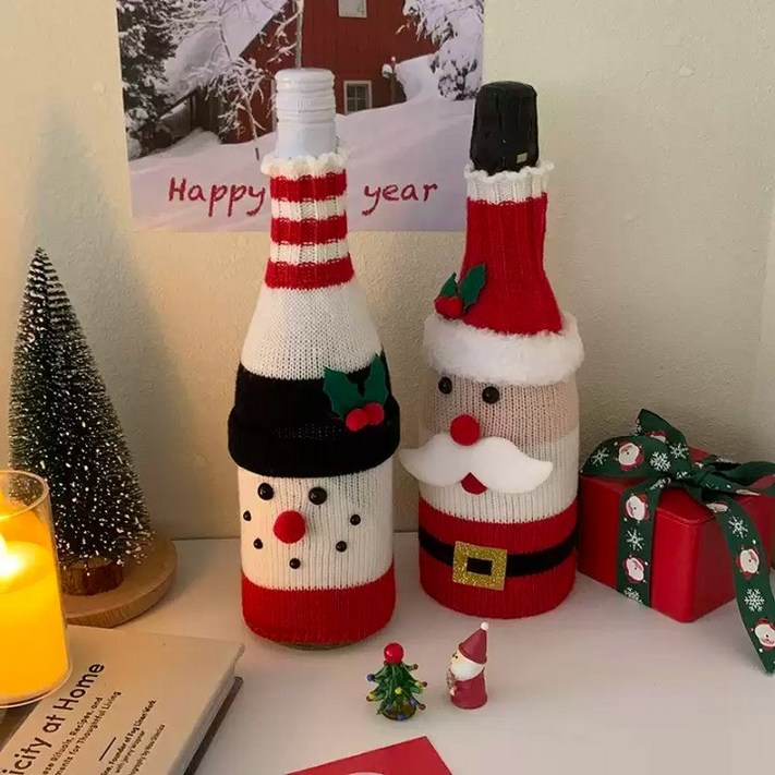 모모조조 11 크리스마스 와인병 니트 커버 파티 장식