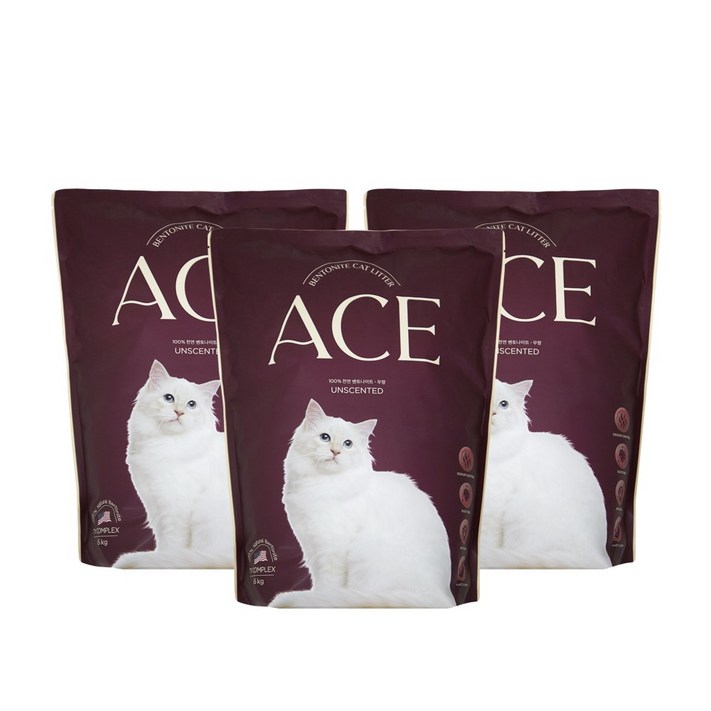 에이스벤토나이트 먼지없는 고양이모래 언씬티드무향중간입자 6kg, 6kg, 3개 에이스벤토나이트 먼지없는 고양이모래 언씬티드무향중간입자 6kg, 6kg, 3개