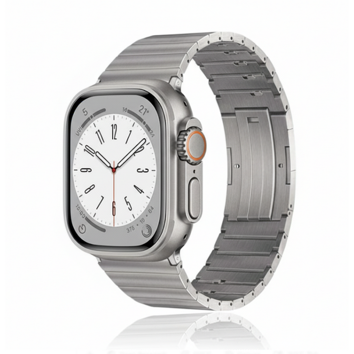 애플워치 전기종 호환 티타늄 링크 브레이슬릿 스트랩, 실버