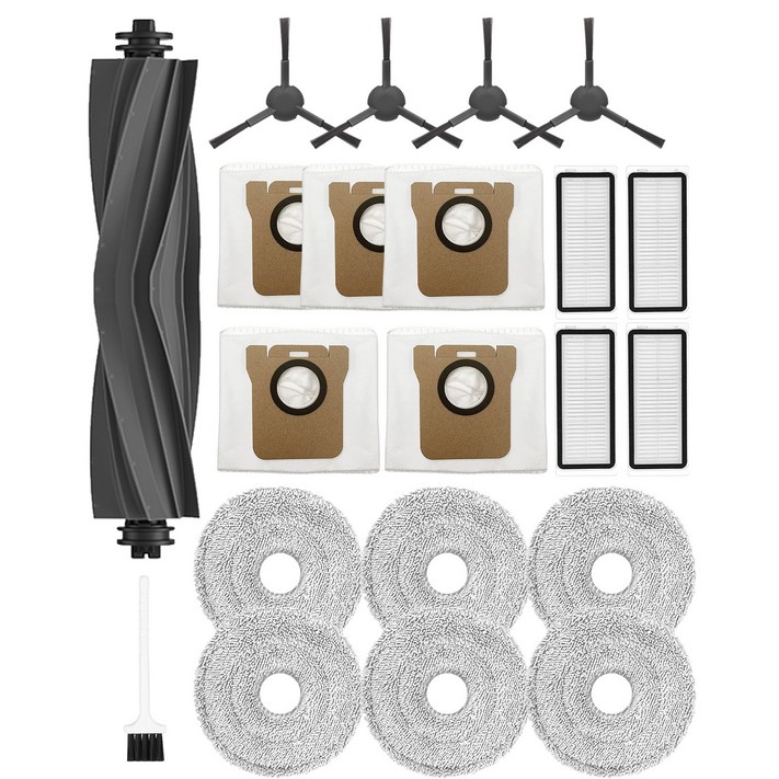 에버그린 드리미 L20 ultra 청소기 부품21PCS 메인 브러쉬1EA 사이드 브러쉬4EA 필터4EA 먼지 봉투5EA 청소 브러쉬1EA 물걸레6EA, 1세트, DRML20SET21