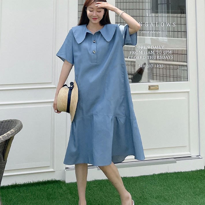 당일배송로네 빅 카라 여름원피스