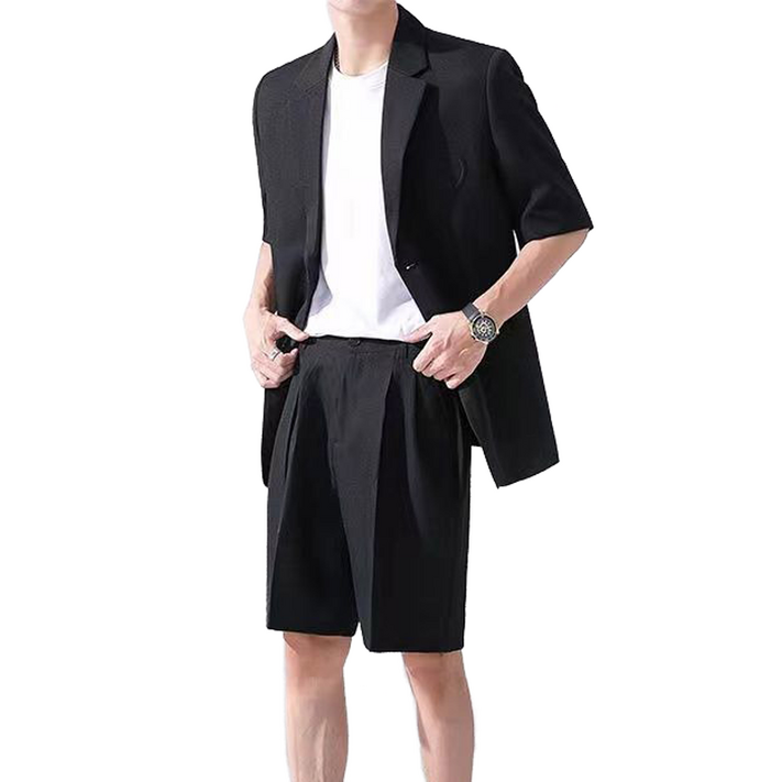셀럽당 여름 남성용 반팔 반바지 정장 세트 반팔