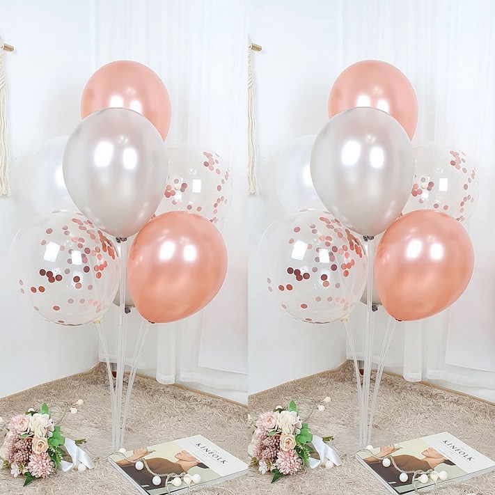 파티앤온 풍선꽂이 펄풍선 스탠드 장식 세트, 2개, 1.로즈골드 반짝