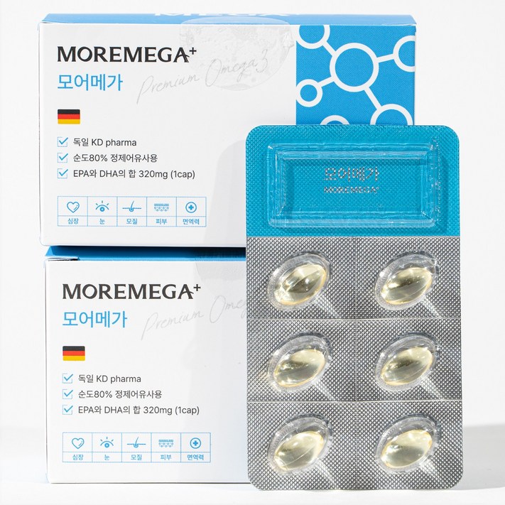 모어메가 강아지 오메가3 KD pharma 순도 80 60캡슐 2개월