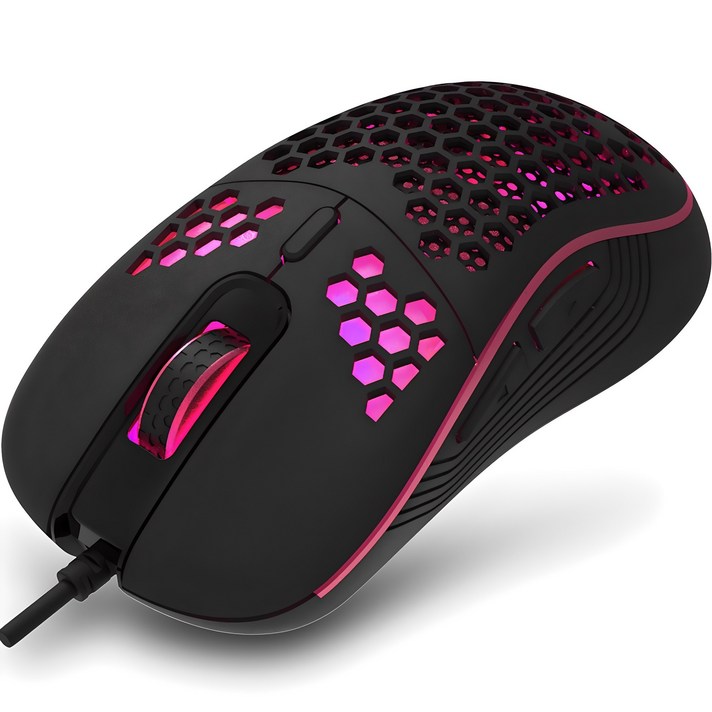 지클릭커 슈퍼히어로 에어 초경량 무소음 게이밍 유선 마우스, CT190, 블랙