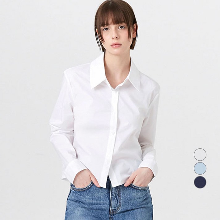 ELLE PARIS 여성용 세미크롭 릴렉스핏 데일리 셔츠