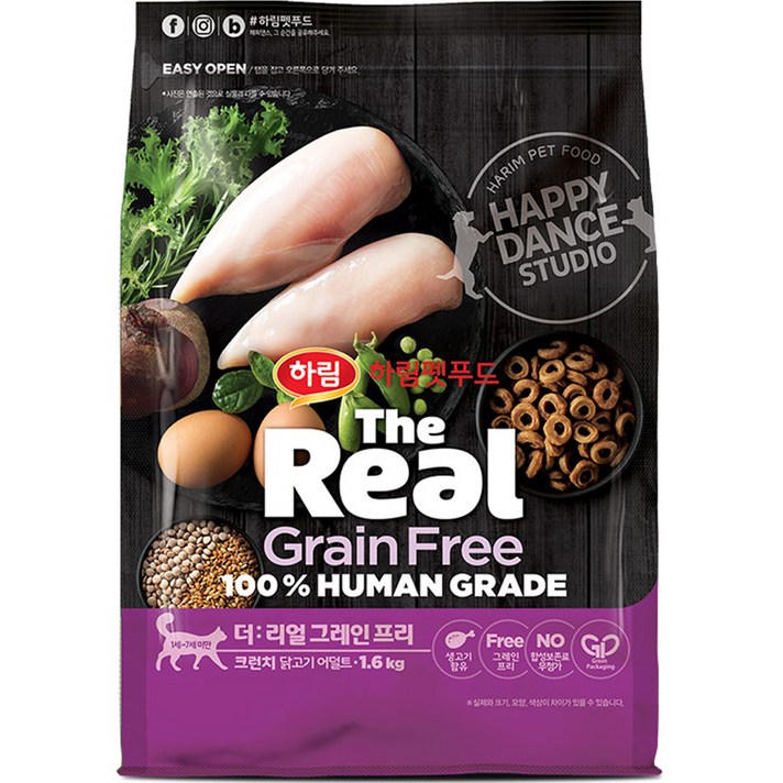 하림펫푸드 더리얼 캣 그레인프리 크런치 닭고기 어덜트 건식사료, 닭, 1.6kg, 1개 하림펫푸드 더리얼 캣 그레인프리 크런치 닭고기 어덜트 건식사료, 닭, 1.6kg, 1개