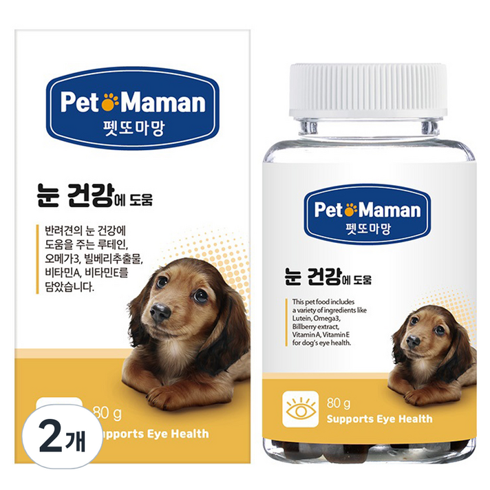 펫또마망 눈 건강에 도움 강아지 영양제, 오리고기맛, 2개, 눈물 개선눈건강