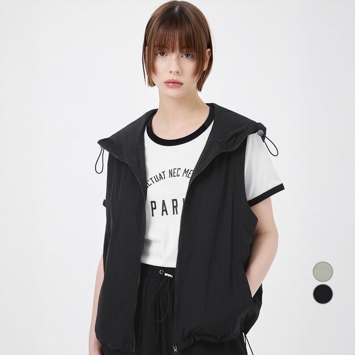 ELLEPARIS 여성용 집업 후드 윈드 베스트