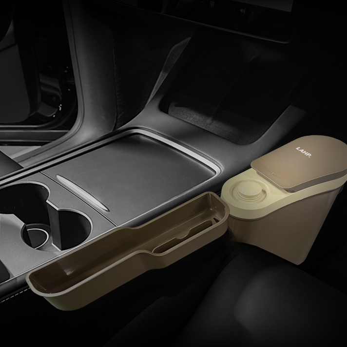 라프 카포켓 차량용 수납함  쓰레기통 세트, 브라운, 1세트