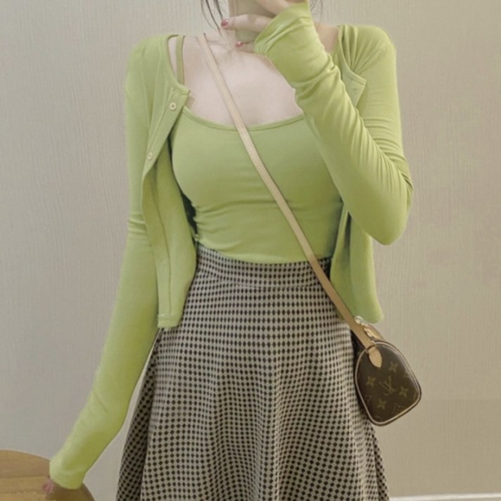 피어니스트 여성용 기본 나시 가디건 세트