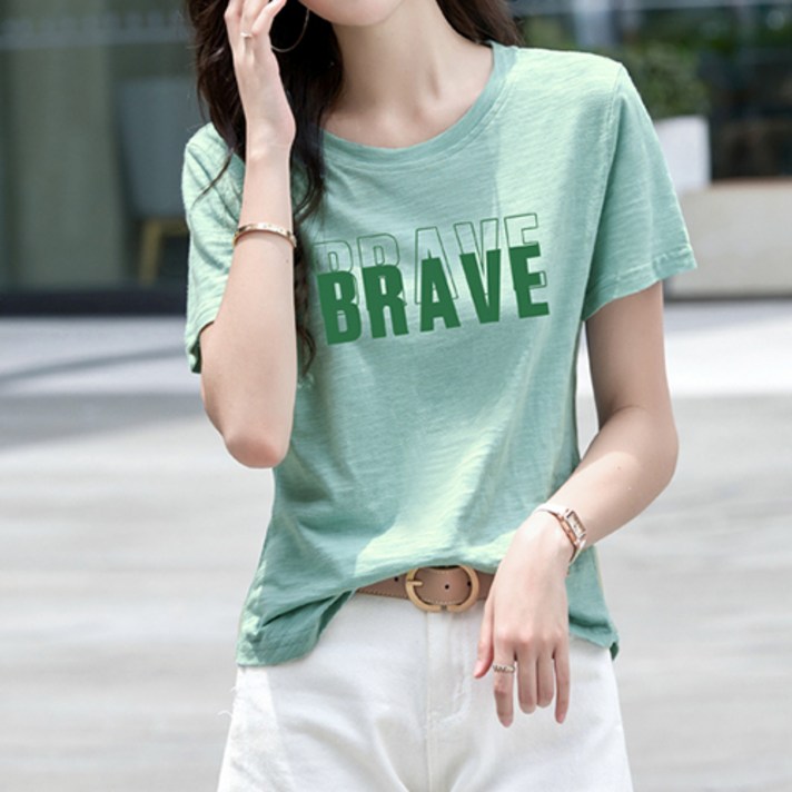 레몬소울 여성용 브래입 프린팅 반팔 티셔츠