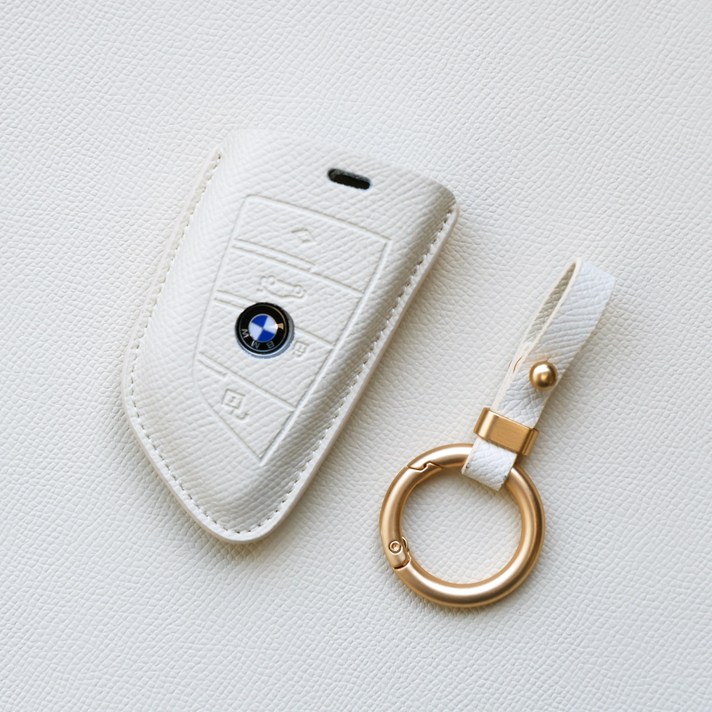트니르 BMW 호환 스마트 키케이스 신형 천연 소가죽 맞춤 차키링 차키홀더 차량용품, 아이보리 트니르 BMW 호환 스마트 키케이스 신형 천연 소가죽 맞춤 차키링 차키홀더 차량용품, 아이보리