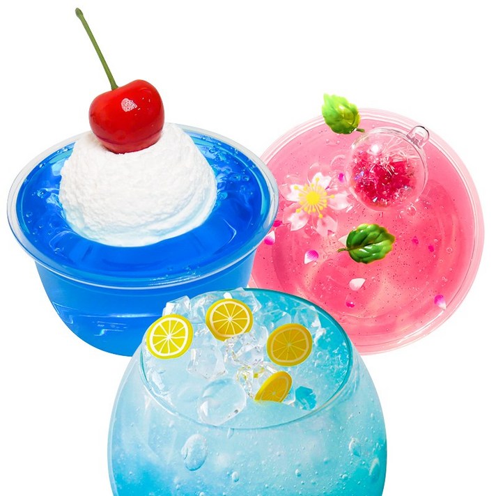 크림소다블루레몬에이드벚꽃수 슬라임 3종 세트 총 350ml, 1개 크림소다블루레몬에이드벚꽃수 슬라임 3종 세트 총 350ml, 1개
