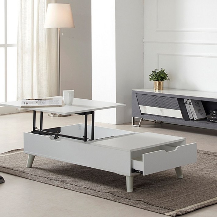한정수량 특가세일 엘린까사 네스토 리프트업 1200 높이조절 테이블 2color 거실 소파 커피 다용도, 실버그레이