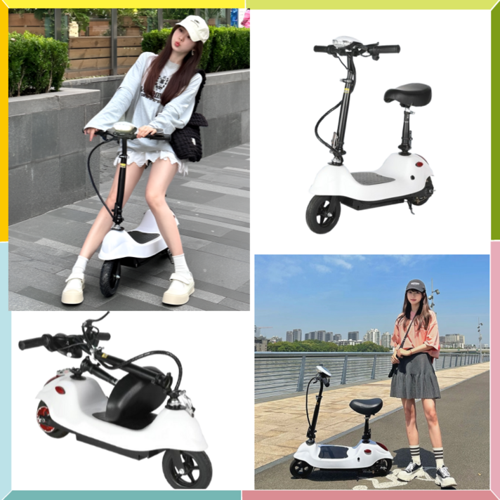 SBINO 접이식 전동 스쿠터 전기 킥보드 휴대용 퀵보드 앉아서 타는, 화이트