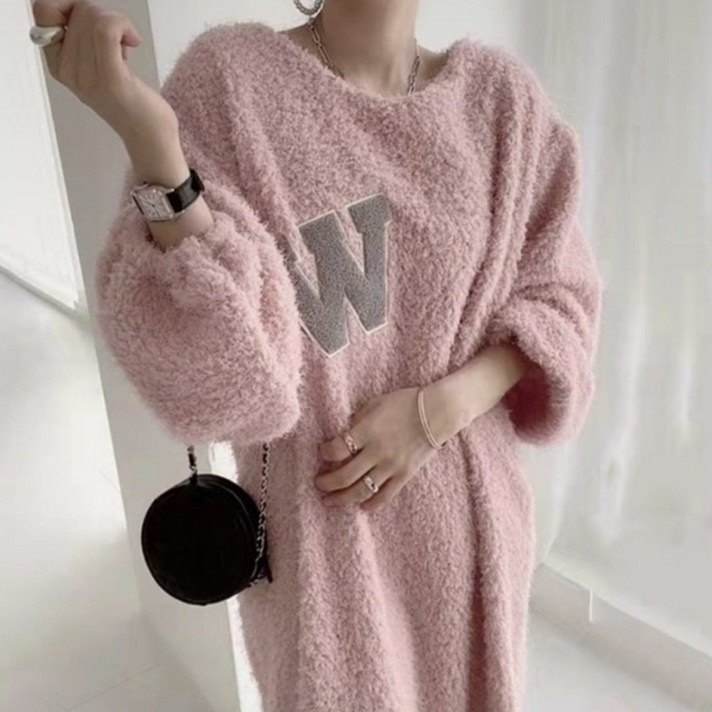 가을 신상 양털 뽀글이 오버핏 롱기장 원피스3color