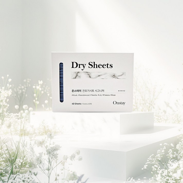 온스테이 건조기시트 스타일러 섬유유연제 드라이 아로마 엘지 LG 삼성 에어드레서 슈드레서 신발건조기 호환, 40개입, 2개