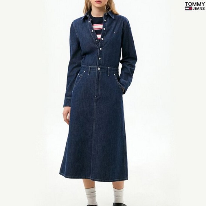타미힐피거 TOMMY HILFIGER 타미진여성 긴팔셔츠 데님 롱 원피스 720776