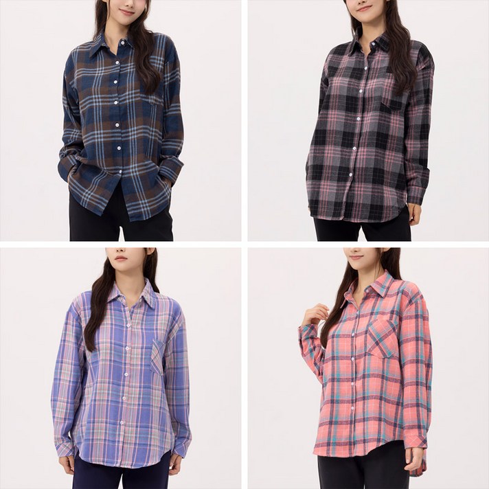 애띠앙 빅체크 남방 긴팔 여성 루즈핏 셔츠