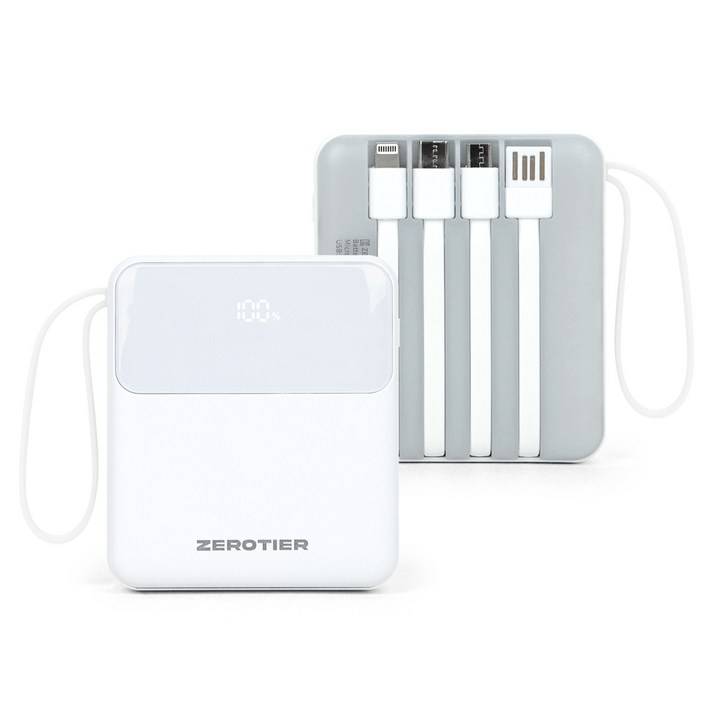 제로티어 대용량 고속 보조배터리 휴대용충전기 10000mAh, 화이트 제로티어 대용량 고속 보조배터리 휴대용충전기 10000mAh, 화이트