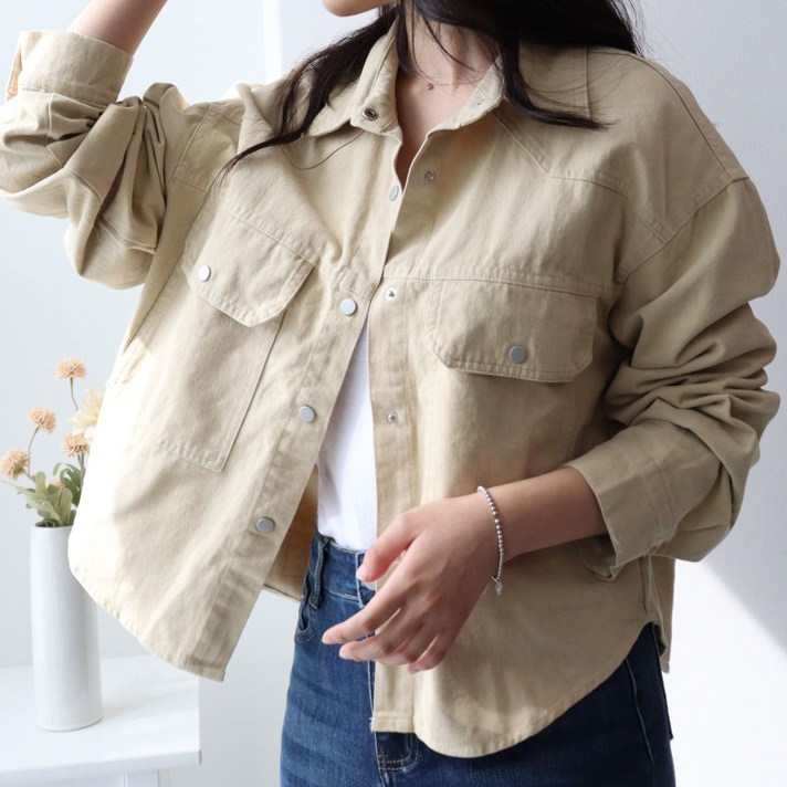 메리앤유 소프트 코튼 루즈핏 셔츠 자켓 간절기 남방 아우터