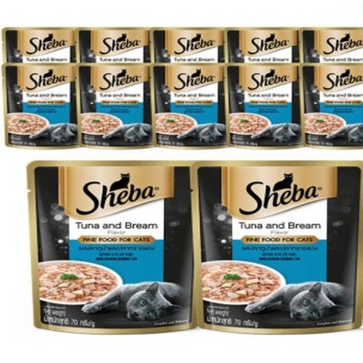 쉬바 주식 참치와 도미 파우치 70g 12개 고양이주식파우치