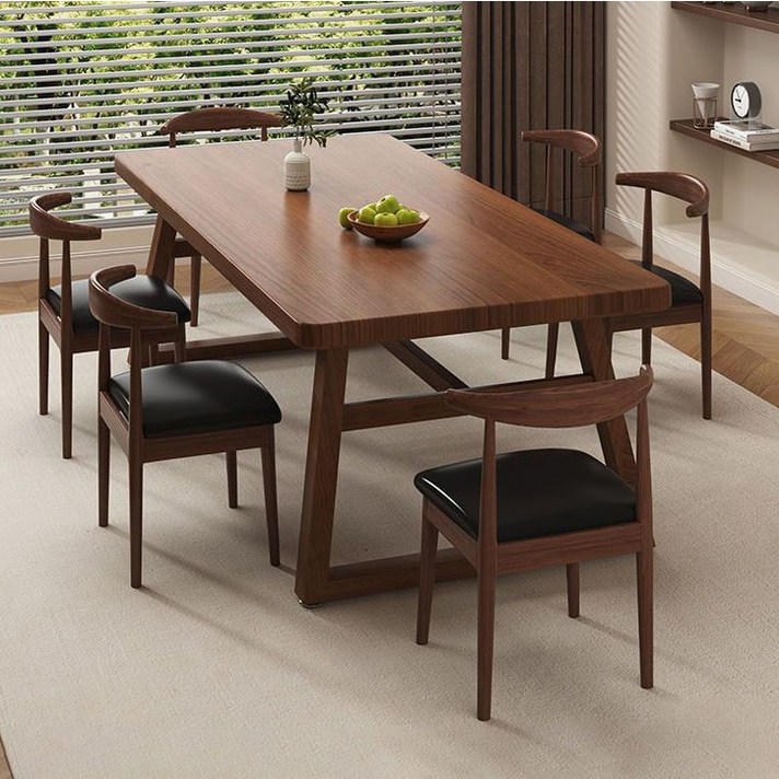 46인용 빈티지 직사각형 식탁 테이블 카페 의자 세트, B