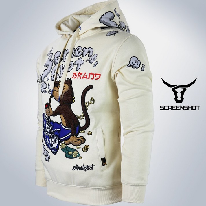 스크린샷 H1171  정품 미국 인기 스트릿 패션 브랜드  스크린샷 시그니처 원숭이 후드티  오버핏 빅사이즈