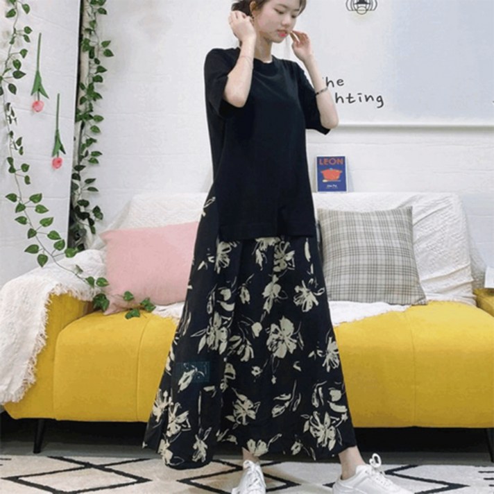 세인트이브 큰언니빅사이즈 609 우아한 배색 원피스