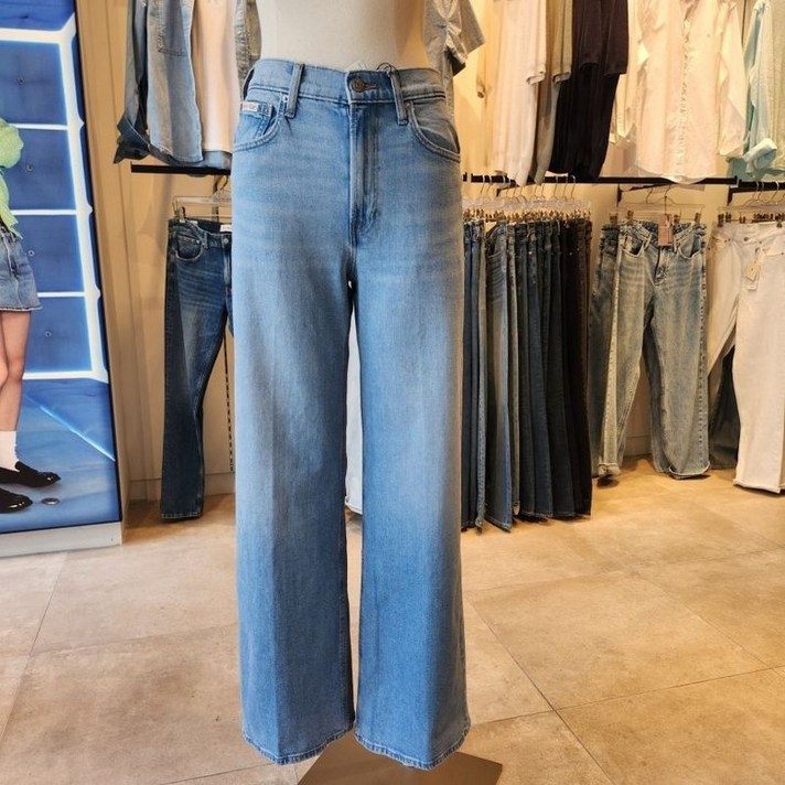 백화점 정품 캘빈클라인 25FW 여성 스트레이트핏 블루 데님 팬츠 47D787G