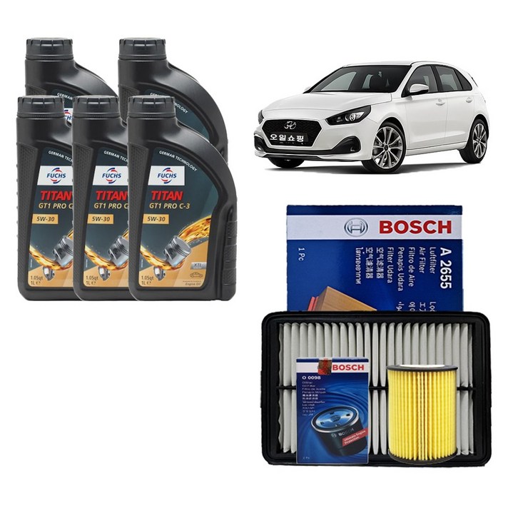 i30 PD 1.6 디젤 훅스 타이탄 프로 C3 5W30 5L 엔진오일 필터 세트 00982655