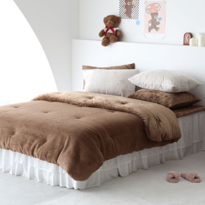 베이직톤 국내산 노스베어 극세사 이불세트 프리미엄 라셀 10mm 겨울이불