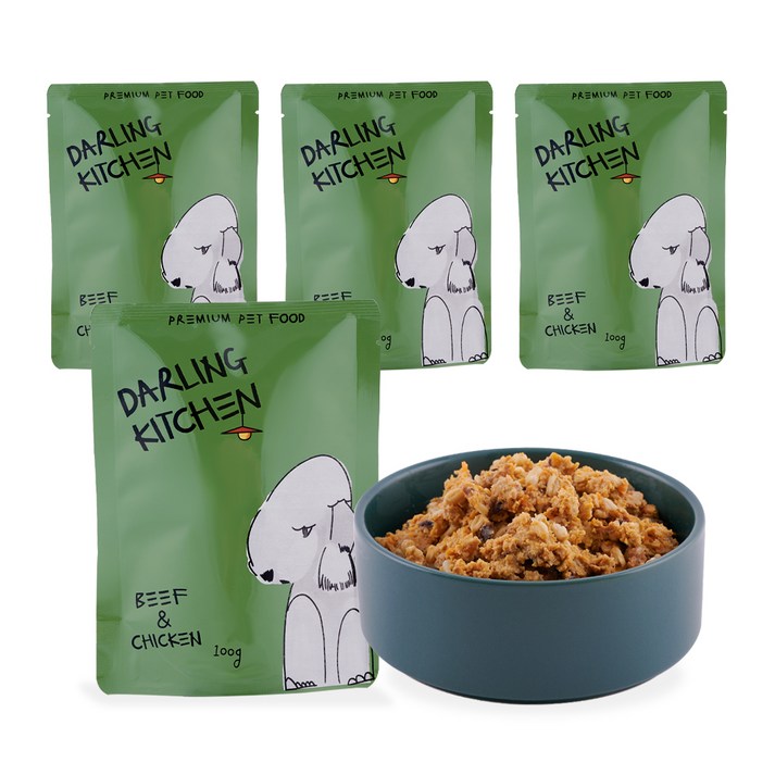 달링키친 전연령 강아지 자연화식 사료 4p, 소, 400g, 1세트