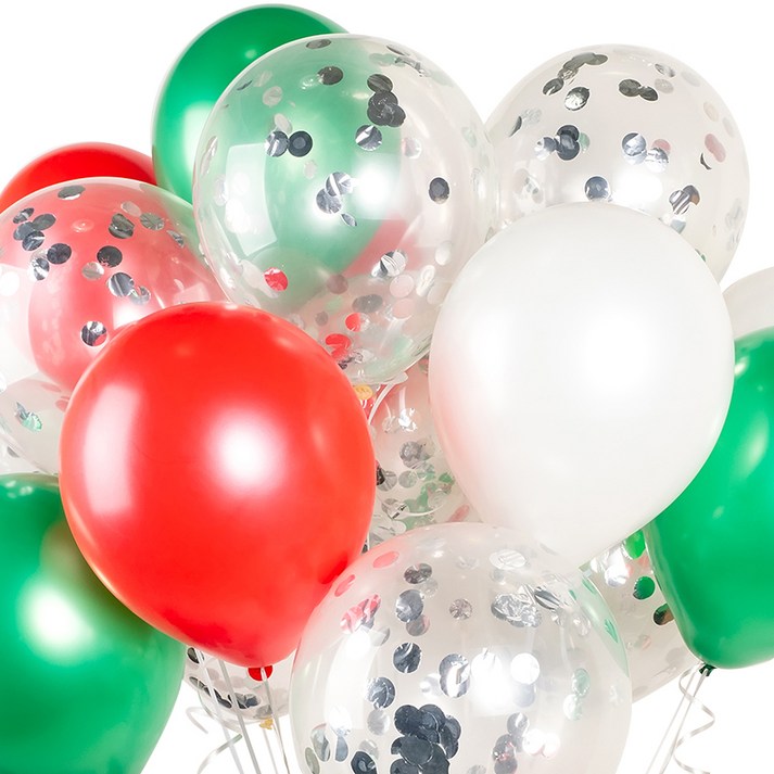 파티팡 헬륨풍선효과 컨페티벌룬 메리크리스마스 30p + 컬링리본 50m + 스폰지닷 50p