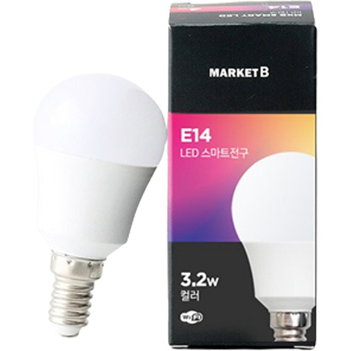 e14전구 마켓비 E14 LED 블루투스 색상 조절 스마트 전구 3.2W 1732.8520