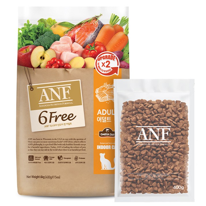 ANF 고양이 식스프리 인도어 어덜트 건식사료 15p, 닭, 6kg, 1개 ANF 고양이 식스프리 인도어 어덜트 건식사료 15p, 닭, 6kg, 1개
