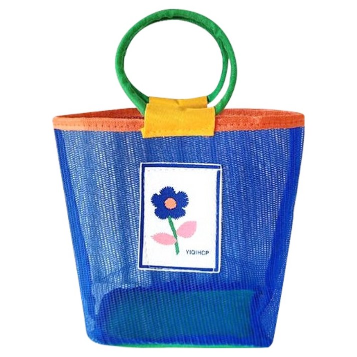더자카 컬러풀 메쉬 토트백 목욕바구니