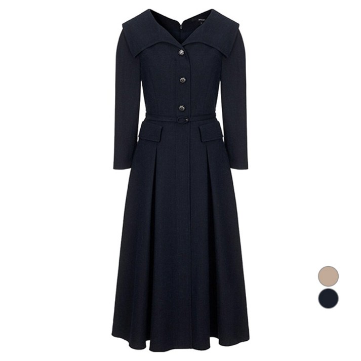 온앤온 여성용 벨트 플레어 실루엣 원피스