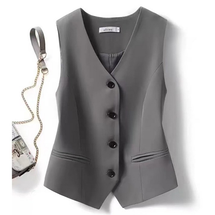 FANSYLI 정장조끼 여성바람막이조끼 브이넥 쇼트 레이어드 봄가을 여름 나시 베스트 민소매 나시 톱0516K11