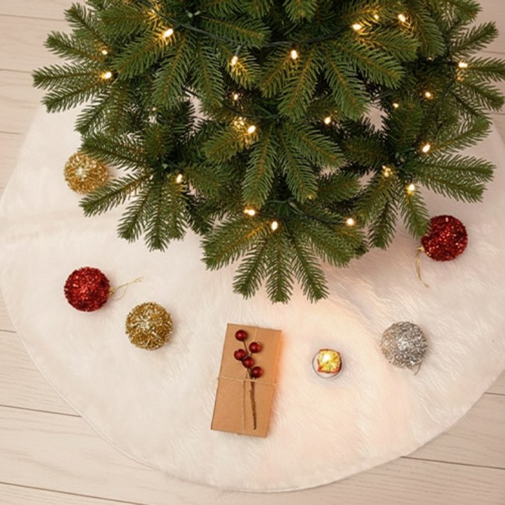 LANIFIT 크리스마스 퍼 트리 깔개, 화이트, 1개