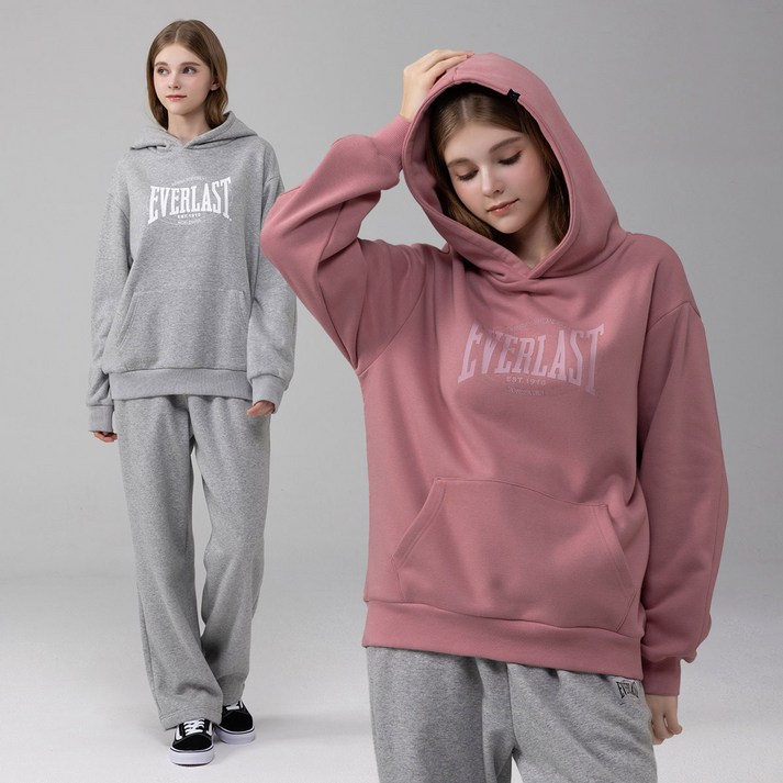 에버라스트 여성 기모 운동복 세트 후드티  일자팬츠
