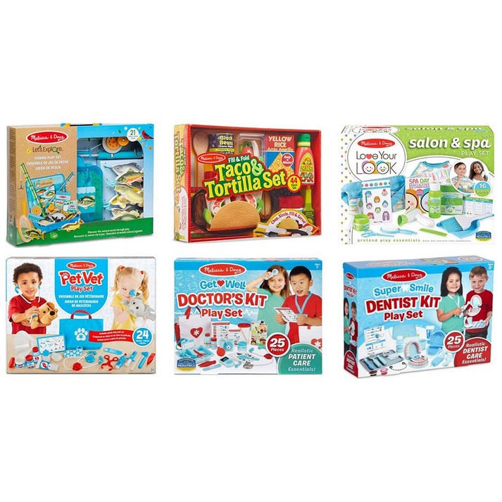 Melissa Doug 멜리사앤더그 놀이세트 6종 택1 치과 의사 동물병원 낚시 소꿉놀이