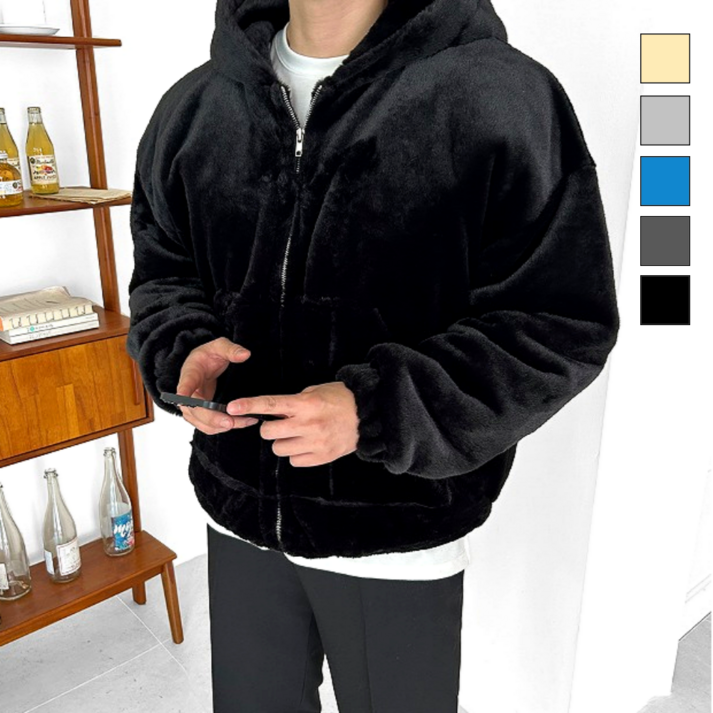 이브컴퍼니 [ 당일 출고 ] 남녀공용 겨울 두꺼운 밍크자켓 커플 밍크후리스 남자 밍크후드집업 (3172-1) 20231202