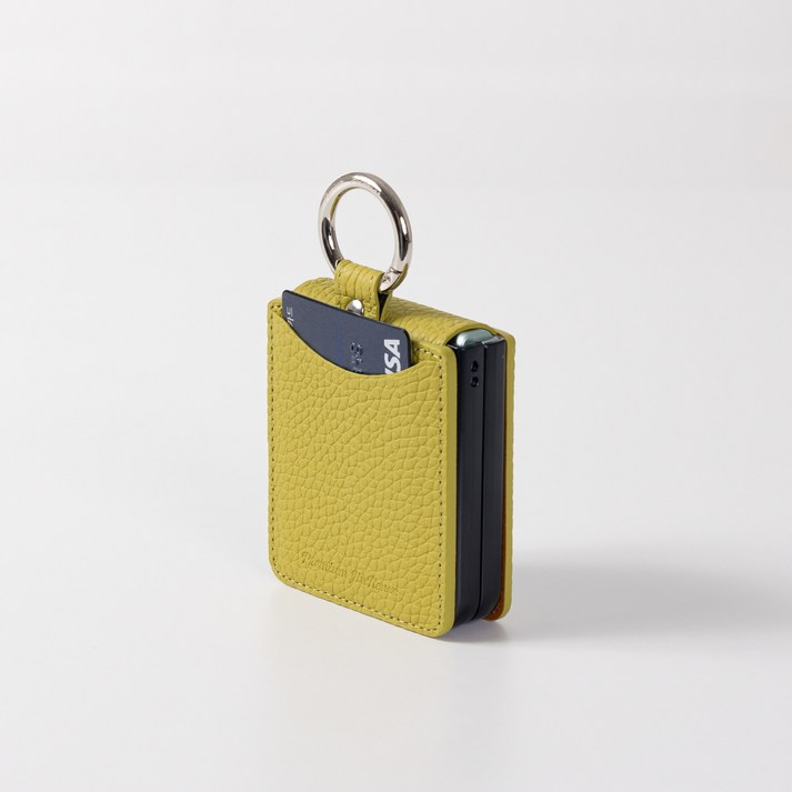 진렌체 플레토 파스텔 천연 소가죽 토고 갤럭시 Z플립 카드 케이스