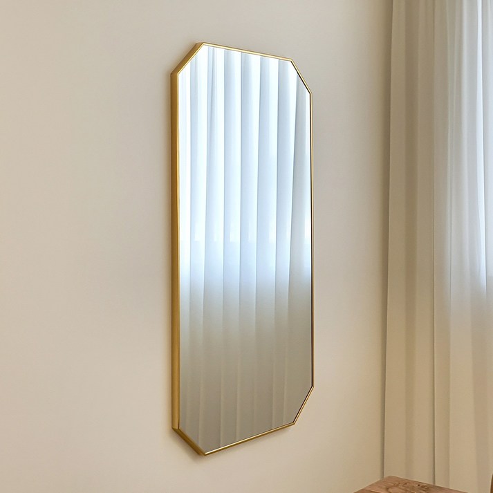 벽걸이거울 [브래그디자인] 무료배송 600x1200 팔각 거울 (골드), 골드