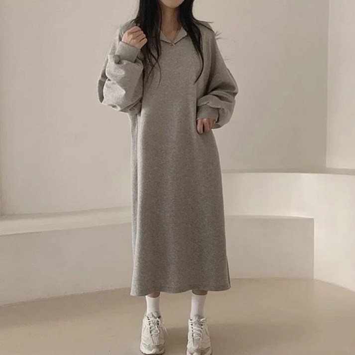 오버핏 롱원피스 겨울원피스 기모