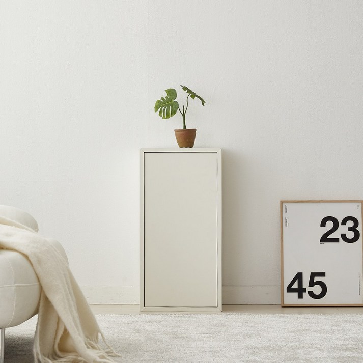 칼름 폭25cm 일문 수납장 틈새 슬림 350 도어형 선반장, 화이트