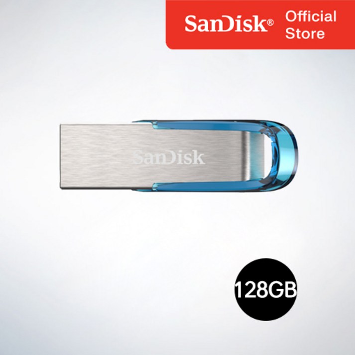 샌디스크코리아 공식인증정품    USB 메모리 Ultra Flair 울트라 플레어 USB 3.0 CZ73 128GB 트로피칼 블루